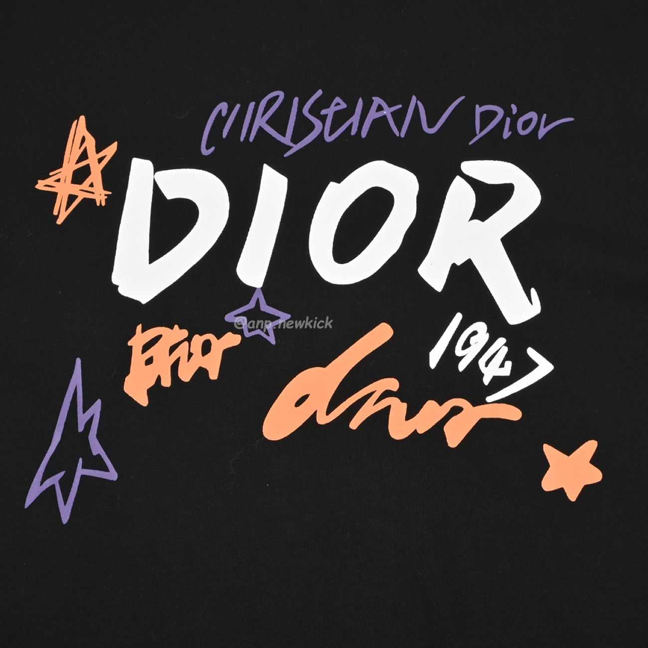 Dior Hand Drawn Sketch Logo Graffiti Short Sleeved T Shirt (5) - newkick.vip